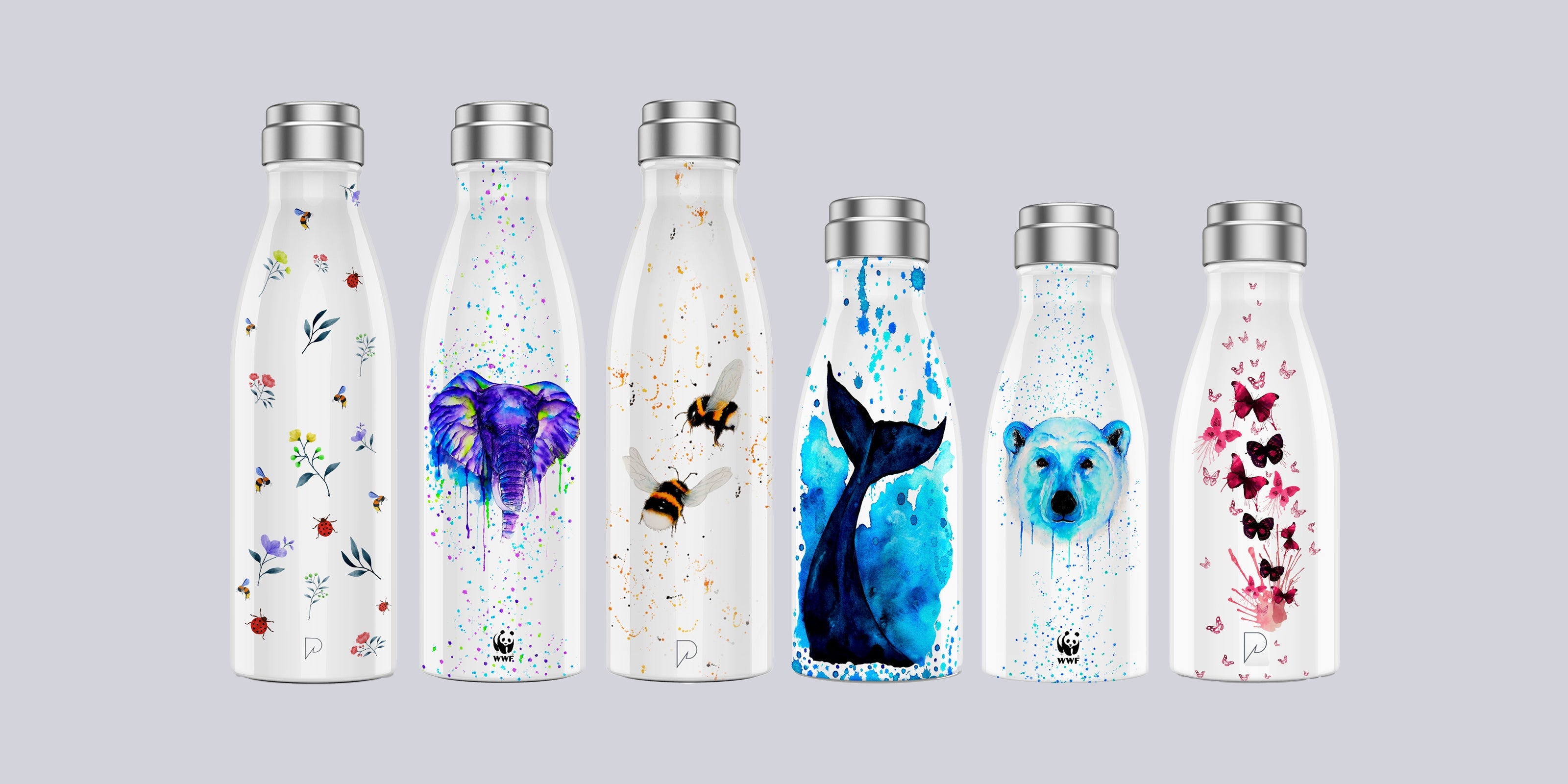 Insulated stainless steel bottles, beauty not compromised by design. Built to last, good for you and good for the planet.